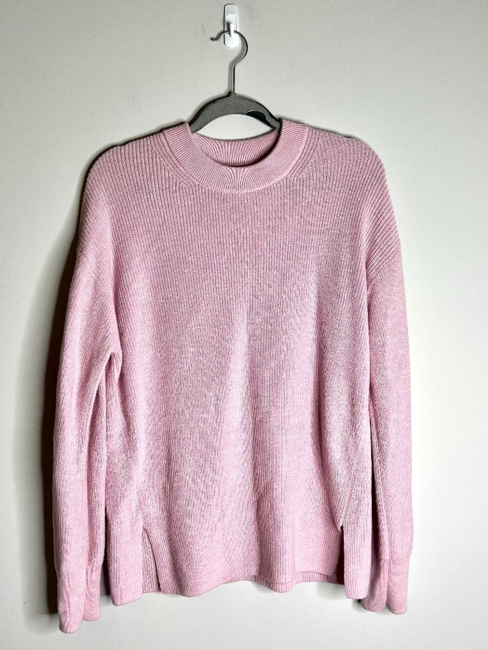 Lululemon Merino Wool-Blend Ribbed Crewneck Sweater Heathered Pink Peony Preppy